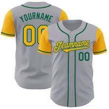 Load image into Gallery viewer, Custom Gray Gold-Kelly Green Authentic Two Tone Baseball Jersey
