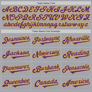 Custom Gray Purple-Gold Authentic Two Tone Baseball Jersey