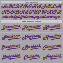 Load image into Gallery viewer, Custom Gray Purple-Old Gold Authentic Two Tone Baseball Jersey
