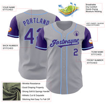Load image into Gallery viewer, Custom Gray Purple-Light Blue Authentic Two Tone Baseball Jersey
