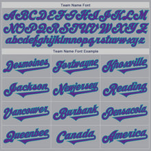 Load image into Gallery viewer, Custom Gray Purple-Teal Authentic Two Tone Baseball Jersey
