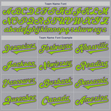 Load image into Gallery viewer, Custom Gray Neon Green-Purple Authentic Two Tone Baseball Jersey
