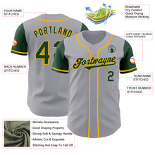 Load image into Gallery viewer, Custom Gray Green-Gold Authentic Two Tone Baseball Jersey
