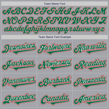 Load image into Gallery viewer, Custom Gray Kelly Green-Red Authentic Two Tone Baseball Jersey
