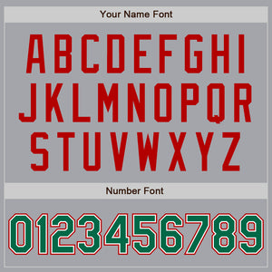 Custom Gray Kelly Green-Red Authentic Two Tone Baseball Jersey