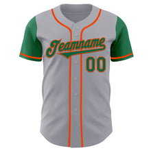 Load image into Gallery viewer, Custom Gray Kelly Green-Orange Authentic Two Tone Baseball Jersey
