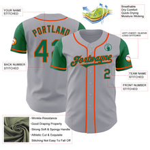 Load image into Gallery viewer, Custom Gray Kelly Green-Orange Authentic Two Tone Baseball Jersey
