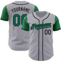Load image into Gallery viewer, Custom Gray Kelly Green-Black Authentic Two Tone Baseball Jersey
