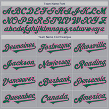 Load image into Gallery viewer, Custom Gray Kelly Green-Pink Authentic Two Tone Baseball Jersey

