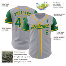 Load image into Gallery viewer, Custom Gray Kelly Green-Gold Authentic Two Tone Baseball Jersey
