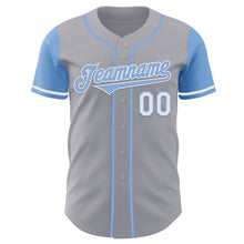 Load image into Gallery viewer, Custom Gray Light Blue-White Authentic Two Tone Baseball Jersey
