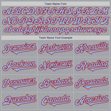 Load image into Gallery viewer, Custom Gray Light Blue-Red Authentic Two Tone Baseball Jersey
