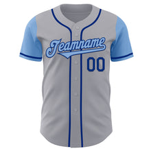 Load image into Gallery viewer, Custom Gray Light Blue-Royal Authentic Two Tone Baseball Jersey
