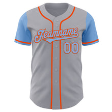 Load image into Gallery viewer, Custom Gray Light Blue-Orange Authentic Two Tone Baseball Jersey
