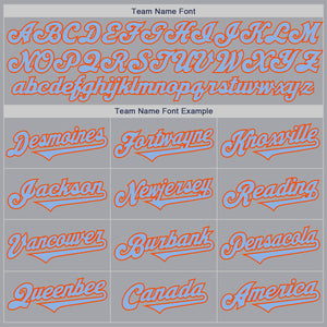 Custom Gray Light Blue-Orange Authentic Two Tone Baseball Jersey