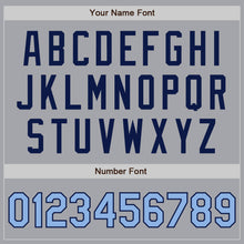Load image into Gallery viewer, Custom Gray Light Blue-Navy Authentic Two Tone Baseball Jersey

