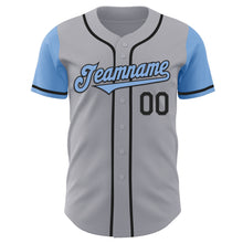 Load image into Gallery viewer, Custom Gray Light Blue-Black Authentic Two Tone Baseball Jersey
