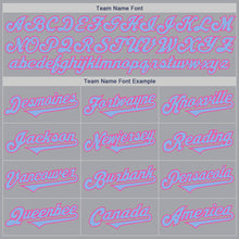 Load image into Gallery viewer, Custom Gray Light Blue-Pink Authentic Two Tone Baseball Jersey
