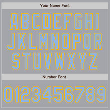 Load image into Gallery viewer, Custom Gray Light Blue-Gold Authentic Two Tone Baseball Jersey
