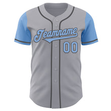 Load image into Gallery viewer, Custom Gray Light Blue-Steel Gray Authentic Two Tone Baseball Jersey
