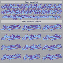 Load image into Gallery viewer, Custom Gray Light Blue-Purple Authentic Two Tone Baseball Jersey
