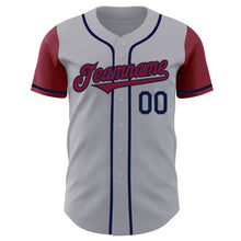 Load image into Gallery viewer, Custom Gray Crimson-Navy Authentic Two Tone Baseball Jersey
