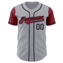 Load image into Gallery viewer, Custom Gray Crimson-Black Authentic Two Tone Baseball Jersey
