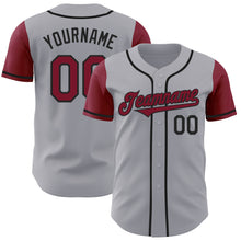 Load image into Gallery viewer, Custom Gray Crimson-Black Authentic Two Tone Baseball Jersey
