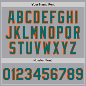Custom Gray Teal-Orange Authentic Two Tone Baseball Jersey