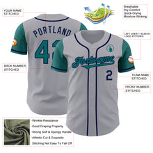 Load image into Gallery viewer, Custom Gray Teal-Navy Authentic Two Tone Baseball Jersey
