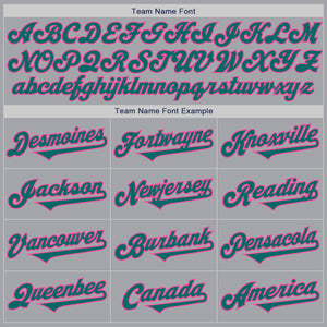 Custom Gray Teal-Pink Authentic Two Tone Baseball Jersey