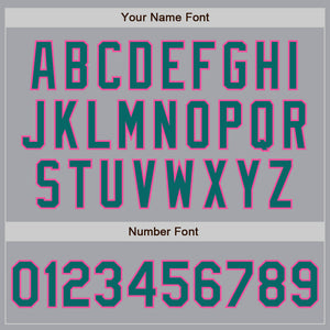 Custom Gray Teal-Pink Authentic Two Tone Baseball Jersey