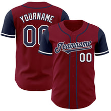Load image into Gallery viewer, Custom Crimson Navy-White Authentic Two Tone Baseball Jersey

