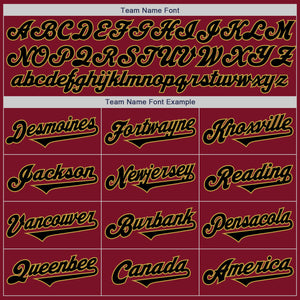 Custom Crimson Black-Old Gold Authentic Two Tone Baseball Jersey
