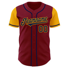 Load image into Gallery viewer, Custom Crimson Navy-Gold Authentic Two Tone Baseball Jersey
