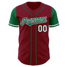 Load image into Gallery viewer, Custom Crimson Kelly Green-White Authentic Two Tone Baseball Jersey
