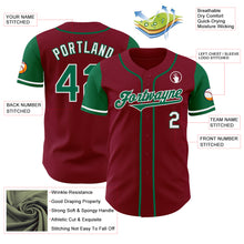 Load image into Gallery viewer, Custom Crimson Kelly Green-White Authentic Two Tone Baseball Jersey
