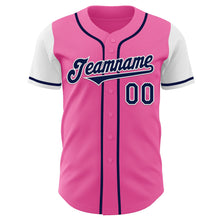 Load image into Gallery viewer, Custom Pink Navy-White Authentic Two Tone Baseball Jersey
