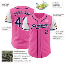 Load image into Gallery viewer, Custom Pink Navy-White Authentic Two Tone Baseball Jersey
