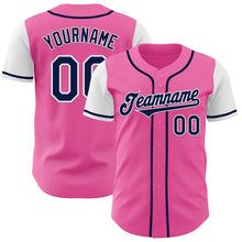 Load image into Gallery viewer, Custom Pink Navy-White Authentic Two Tone Baseball Jersey
