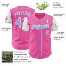 Load image into Gallery viewer, Custom Pink Light Blue-White Authentic Two Tone Baseball Jersey
