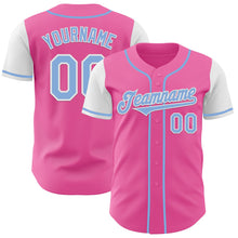 Load image into Gallery viewer, Custom Pink Light Blue-White Authentic Two Tone Baseball Jersey
