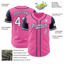 Load image into Gallery viewer, Custom Pink White-Navy Authentic Two Tone Baseball Jersey
