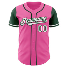 Load image into Gallery viewer, Custom Pink White-Green Authentic Two Tone Baseball Jersey

