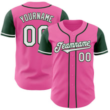 Load image into Gallery viewer, Custom Pink White-Green Authentic Two Tone Baseball Jersey
