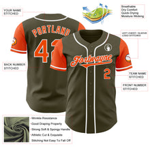 Load image into Gallery viewer, Custom Olive Orange-White Authentic Two Tone Salute To Service Baseball Jersey
