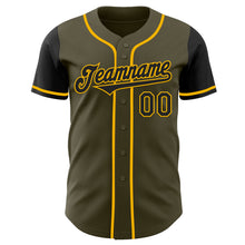 Load image into Gallery viewer, Custom Olive Black-Gold Authentic Two Tone Salute To Service Baseball Jersey
