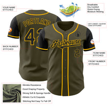 Load image into Gallery viewer, Custom Olive Black-Gold Authentic Two Tone Salute To Service Baseball Jersey
