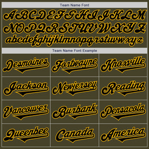 Custom Olive Black-Gold Authentic Two Tone Salute To Service Baseball Jersey