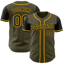 Load image into Gallery viewer, Custom Olive Black-Gold Authentic Two Tone Salute To Service Baseball Jersey
